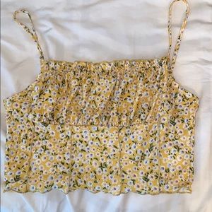 Yellow floral tank top